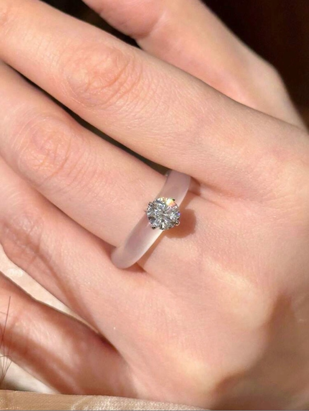 New Arrivals! Solitaire Clear Band Ring with Round Cubic Stone - Clear